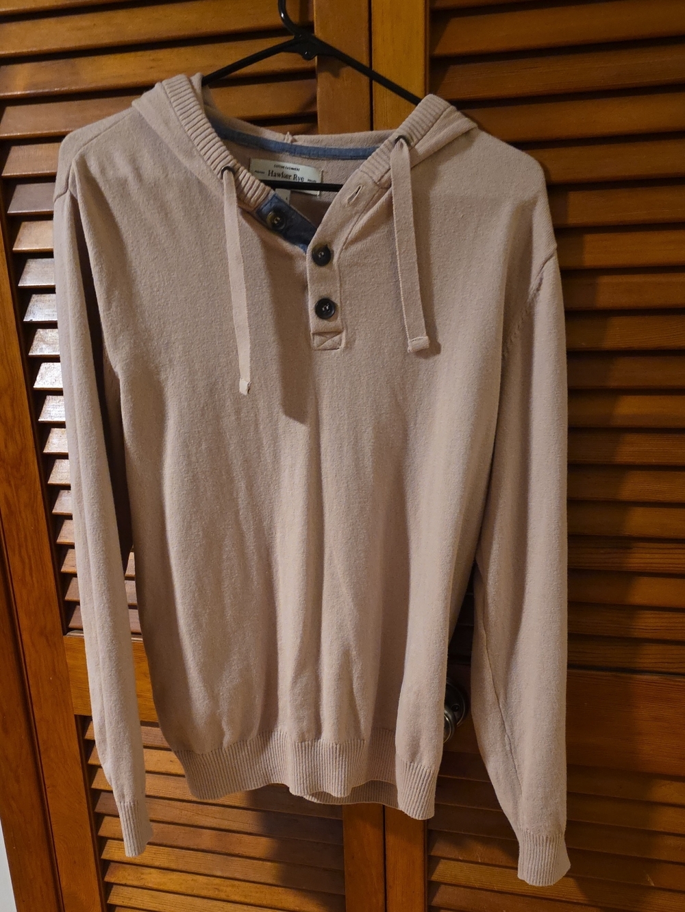 Light Beige Hawker Rye Hoodie Sweater with Buttons